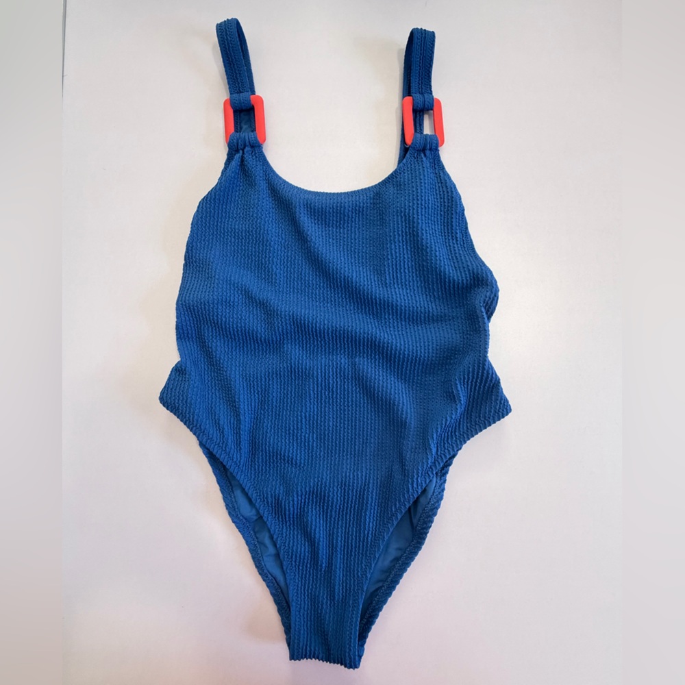 aerie Royal Blue One-Piece Swimsuit with Coral Accents - Picture 3 of 5